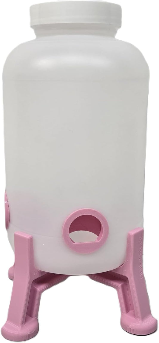 Quail Feeder Container with Feeding Ports and Stand | Ports are 3D Printed | Made in USA (4-Quart, Pink)