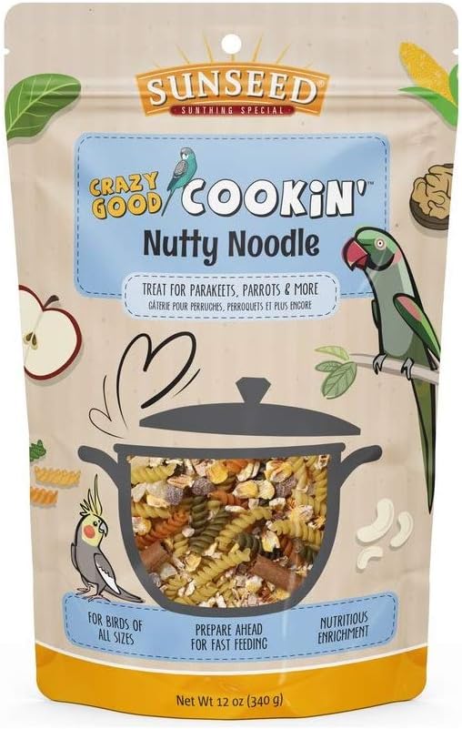 Sunseed Crazy Good Cookin Bird Treat, 12 Ounces, Nutty Noodle with Pineapple and Apricot, Brown, 12 OZ (BCI-079816)