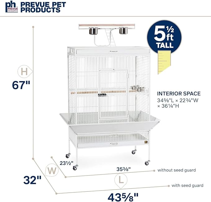 Prevue Pet Products Wrought Iron Select Bird Cage 3154C, Chalk White, 36-Inch by 24-Inch by 66-Inch