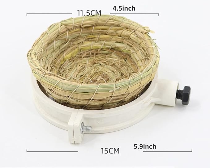 Bird Breeding Nest Bed for Parakeet Cockatiel Canary Lovebird and Small Parrot Cage Hatching Nesting Box (Straw)