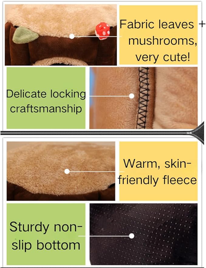 Warm Winter Bird Nest with Removable Cushion, Stump Style Bird House, Soft and Washable Hanging Bed Hammock for Parrot, African Grey,Chinchilla,Ferret, Bunny,Small Animal Houses & Habitats (Small)