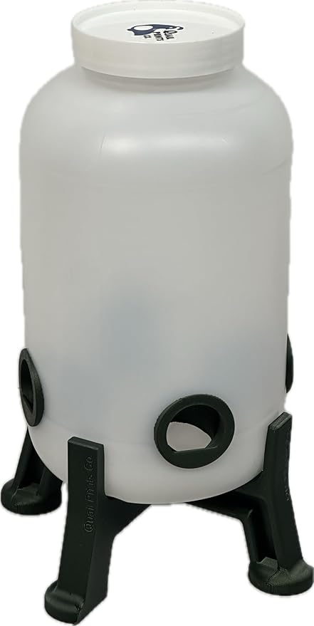 Quail Feeder Container with Feeding Ports and Stand | Ports are 3D Printed | Made in USA (4-Quart, Army Green)