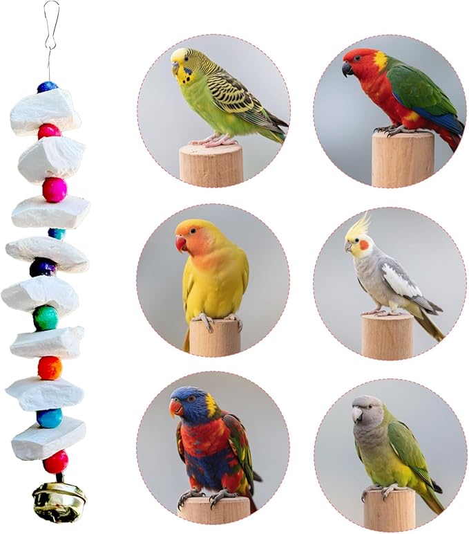 2 Pack Bird Toys with Millet Cuttlebone, Parakeet Toys, Bird Beak Grinding Tool, Cage Accessories for Parakeets, Cuttlefish Bone for Budgies, Cockatiels, Lovebirds, Green Cheeks, Small to Medium Birds