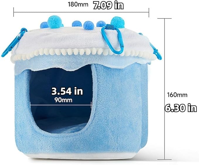 Bird Plush Nest Bed Hanging Soft Warm Hammock for Birds Parrot Parakeet Cockatiel Conure Budgie Finch Lovebirds Quaker Hamster Rat (Blue)