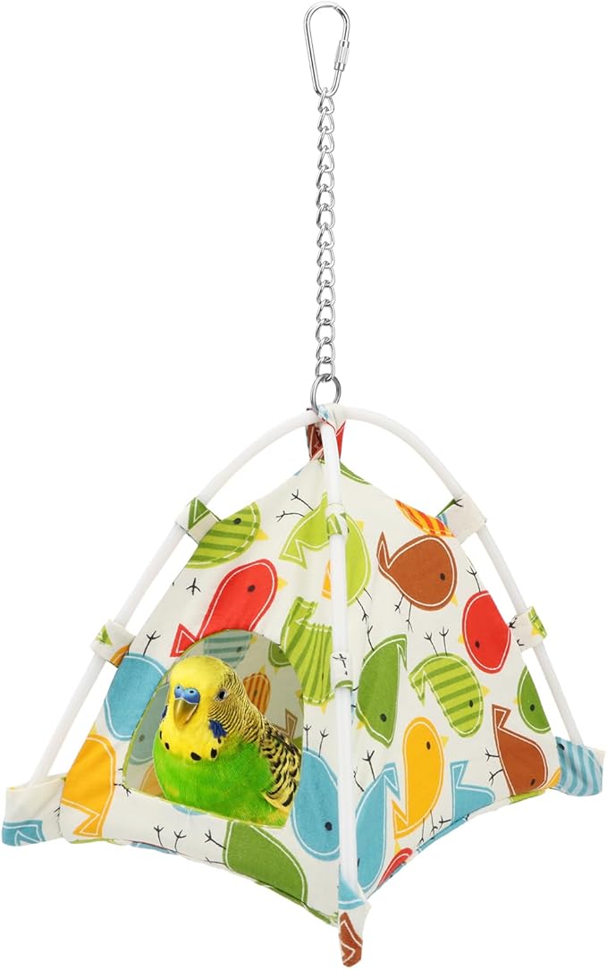 Wontee Bird Nest House Parrot Hanging Tent Snuggle Hut for Parakeets Cockatiels Conures Lovebirds (S)