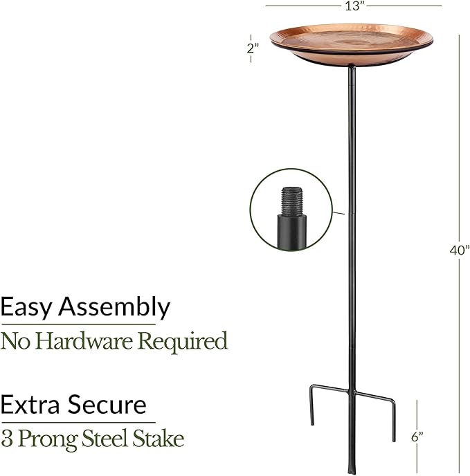 Good Directions Dimpled Copper Bird Bath on Garden Pole 13"