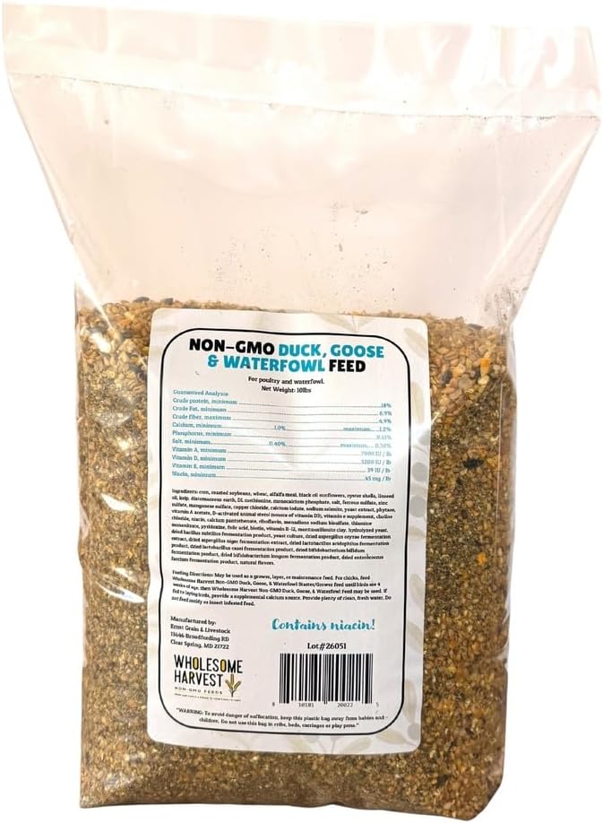 Duck, Goose, Waterfowl Layer Feed 10 lb, High Protein Specially Formulated to Promote Egg Production and Healthy Flocks