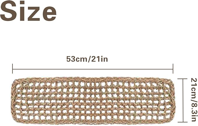 20.5 x 7.9 Inches Bird Seagrass Mat, Natural Seagrass Woven Bird Net Hammock Mat, Cage Accessories, Climbing Rope Ladder Chew Toys for Parrots Cockatoos Lovebird Cockatiel Budgie Hamster Parakeet