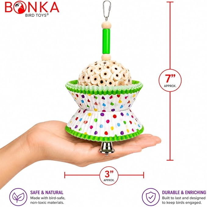 Bonka Bird Toys 1925 Cake Natural Sola Shred Forage Chew Treat Parrot Parrotlet Budgie Cockatiel Parakeets and Other Similar Birds
