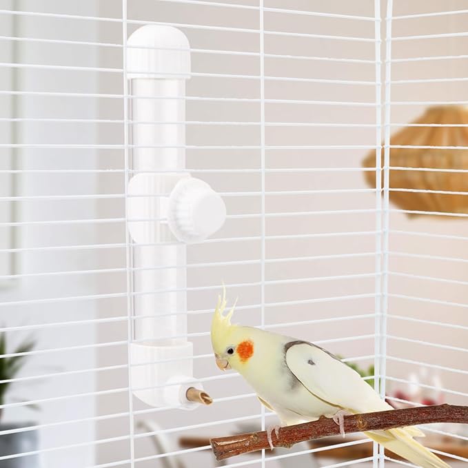 Hypeety 9.4 Fl Oz Leak-Proof Bird Water Bottle for Cage Clear No Spill Automatic Parrot Water Dispenser with Spring Valve for Small Parrots Budgies Finches Cockatiels Lovebirds (White, 9.4 oz/280 ml)
