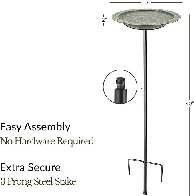 Good Directions Blue Verde Bird Bath on Garden Pole 13'