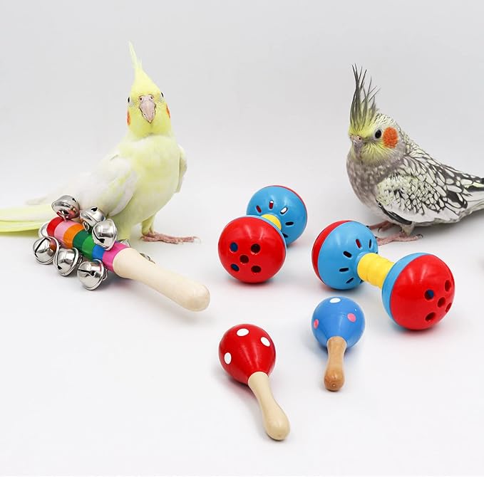 Jinkoozz Colorful Bird Bell Toys, 5 Pack Funny Bell Toys, Bird Cage Accessories, Suitable for Chicken Bird Parrot Parakeet Cockatiel Budgies Love Birds