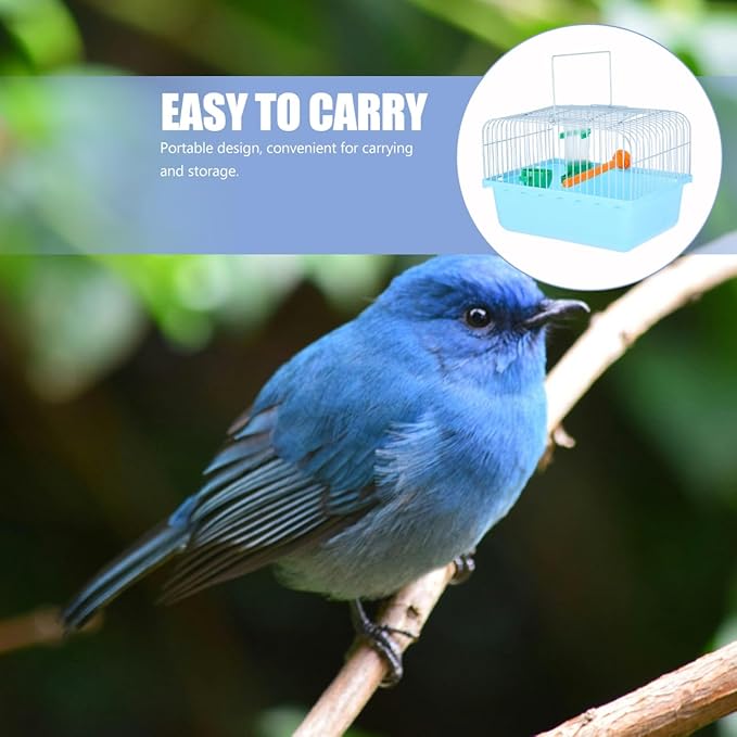 BESPORTBLE Portable Bird Travel Carrier Cage with Perch Food Box Waterer Transparent Bird Parrot Carrier Cage