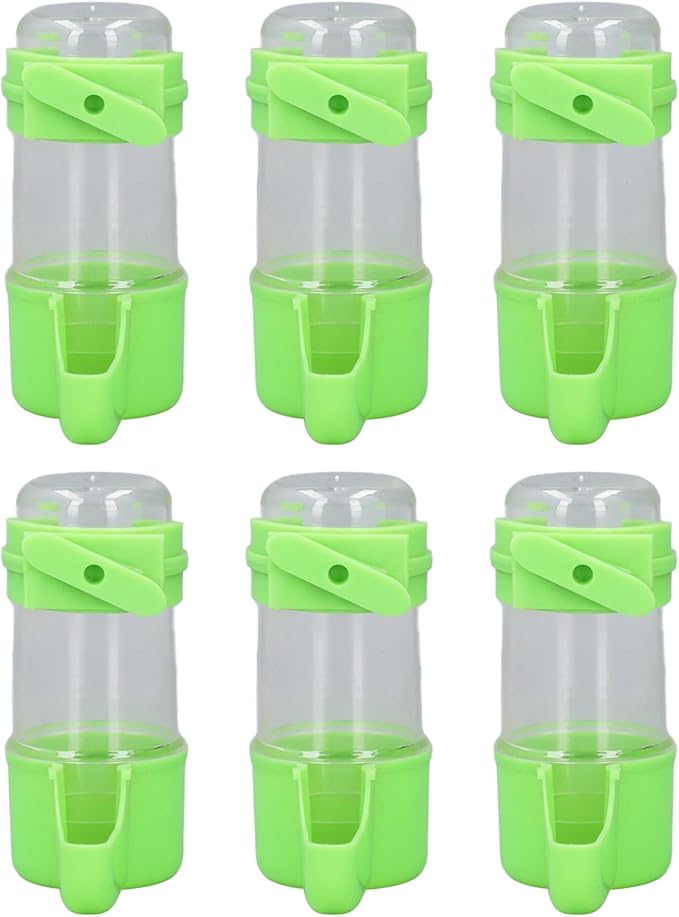 Pet Bird Hanging Water Feeder, 6Pcs EcoFriendly Automatic Bird Cage Water Feeder for Finches (100ml)