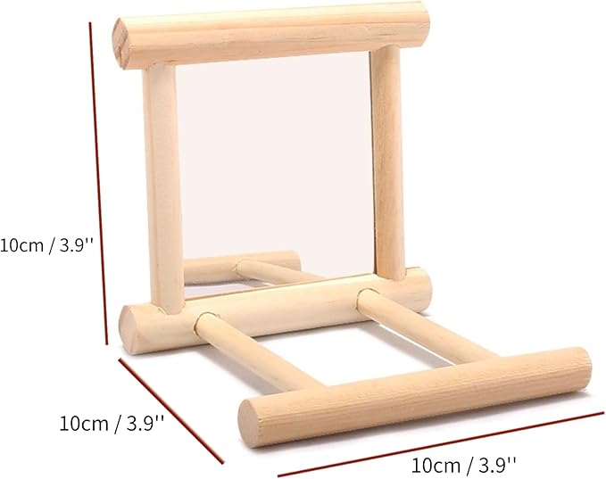 Hamiledyi Bird Mirror Parakeet Mirror Perch Stand Wooden Swing Mirror Toy Cage Accessories for Parrots Budgies Parakeets Cockatiels Lovebirds Finches