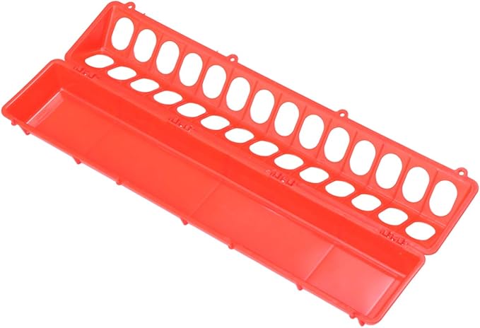 Pigeon Feeder Slot Container Fowl Feeding Dish Pigeon Storage Trough Bird Food Dispenser Parrot Feeder Duck Food Bowl for Poultry (Red)