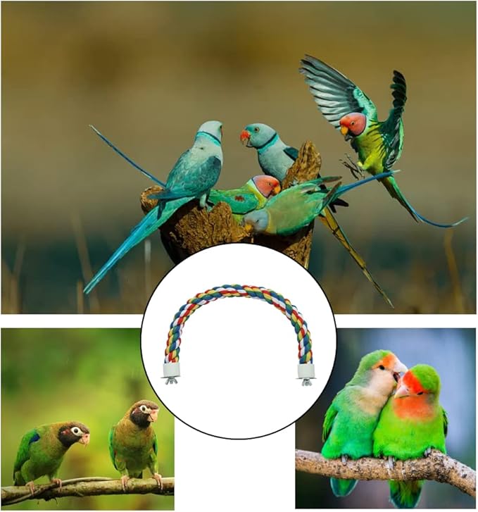 Bird Perch Rope Colorful Bird Spiral Rope Practical Parrot Toy Parrot Climbing Rope Cotton Rope Swing Bird Ladder Bridge for Large Medium Small Parrots (24 Inch)
