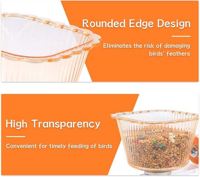 Bird Cage Feeding Cup Anti-Tip Feeder with Magnet Holder for Cockatiel Macaw Parakeet Finch Lovebird African Grey Small Birds (Yellow)