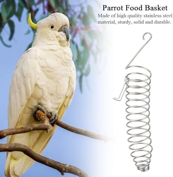 Harrison Bird Food, Stainless Steel Parrot, Birds Food Basket Toys Wheat Ear Fruit Vegetables Feeder
