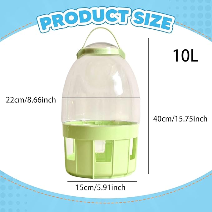 Pigeon Water Dispenser Feeder Bird Drinker Waterer,Automatic,Drinker Bottle,Pet Water Pot Container for Duck Parakeet, 10L