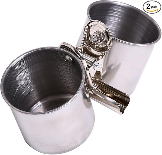 QBLEEV Bird Water Feeder Dishes Bird Bowl for Cage Coop Cups Parrot Food Hanging Pet Animal Stainless Steel Birdcage Bowls Feeding Perches Play Stand with Clamp