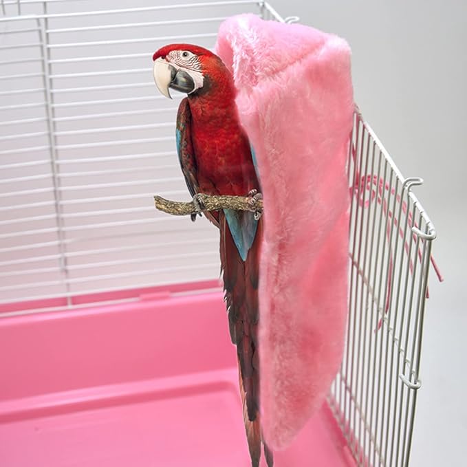 Comfort Corner Fleece Bird Blanket, Bird Parrot Nest Hanging Toy, Warm Bird Nest for Cage, Hanging Hammock Toy for Parakeet Cockatiel Pigeon (Medium, Pink)