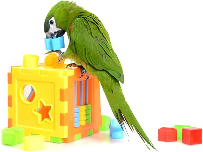 Wontee Bird Puzzles Training Block Toy Parrot Educational Intelligence Development for Budgie Cockatiels Conures Finches