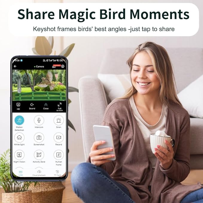Smart Bird Feeder with Camera Solar Powered & AI Bi rd Identification, 3MP Ultra HD.2.4Ghz WiFi Bird feeders for Outdoors,2.1L Capacity, IP65 Waterproof,Mobile Remote Control,Full-ColorNight Vision