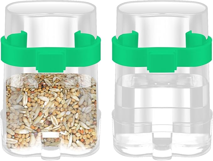 2 Pieces 6.7 Oz Automatic Bird Water Dispenser, Hanging No Mess Bird Feeder for Cage, Plastic Parakeet Water Feeder Drinker Seed Container for Cockatiel Canary Lovebirds Small Parrots