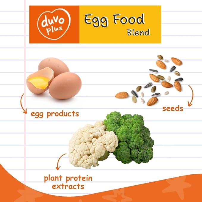 Duvoplus Egg Food for Birds 1Kg - Nutrient-Rich Blend with Added Vitamins & Protein for Supporting Growth, Feather Care, Breeding, Daily Nutrition of Canaries, Finches, Parakeets and Exotic Birds