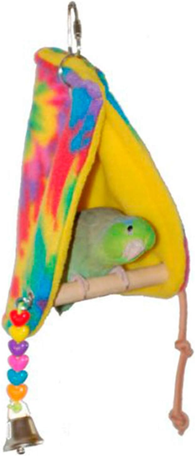 Super Bird Creations SB473 Peekaboo Perch Tent for Small Birds, Bird Bed & Parrot Perch, Ideal Bird Cage Accessories for Parakeets, Finch, Canary Cockatiels, Comfortable Bird Perches Cage, 10”x4”x4.5”