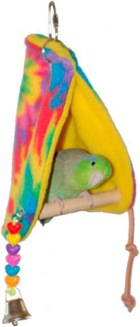 Super Bird Creations SB473 Peekaboo Perch Tent for Small Birds, Bird Bed & Parrot Perch, Ideal Bird Cage Accessories for Parakeets, Finch, Canary Cockatiels, Comfortable Bird Perches Cage, 10”x4”x4.5”