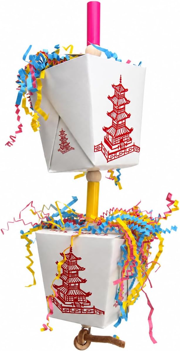 Bonka Bird Toys 3874 Duo Take Out Small Medium Bird Toy Oyster Pail Treat Box Foraging Paper Chew Shred Cockatiel Parakeet Conures and Other Similar Birds