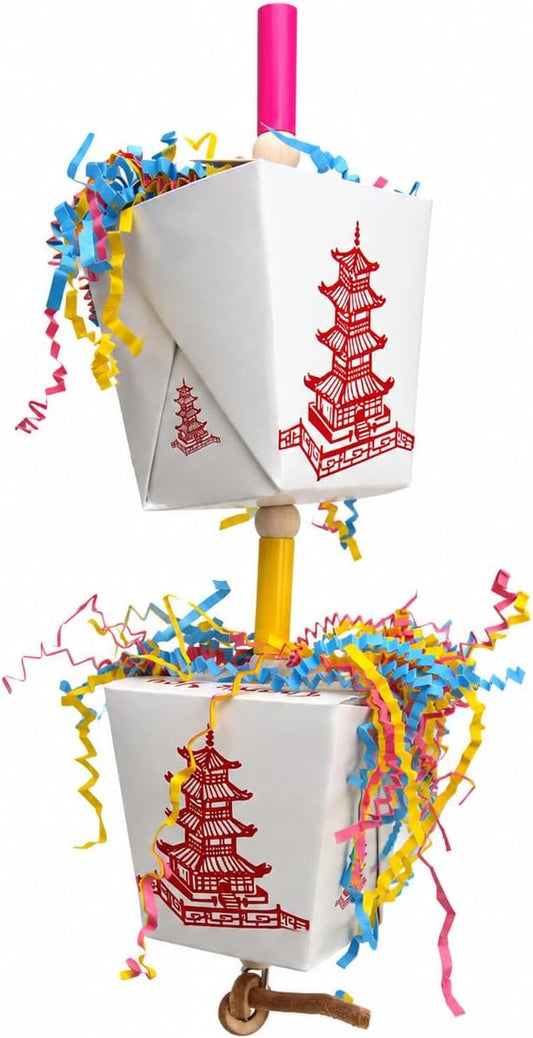 Bonka Bird Toys 3874 Duo Take Out Small Medium Bird Toy Oyster Pail Treat Box Foraging Paper Chew Shred Cockatiel Parakeet Conures and Other Similar Birds