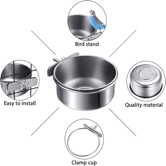 4 Pcs Stainless Steel Parrot Treat Holder, Food Skewer, Bird Fruit and Vegetable Kebab, Meat Stick, Parrot Cage Feeder, Hanging Basket