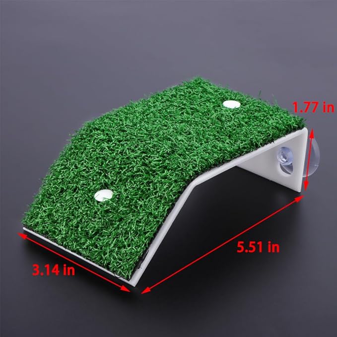 DQITJ 1 Pack Hermit Crab Ramp Toys Simulation Grass Hermit Crab Ramp Climbing Ladder with 1 Pack Ceramic Food Dish for Hermit Crab Habitat