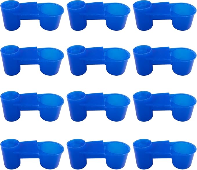 AUEAR, Set of 12 Bird Drinker Feeder Cup Soda Pop Water Bottle Plastic for Pigeons Parrot Chicken Supplies (Blue)