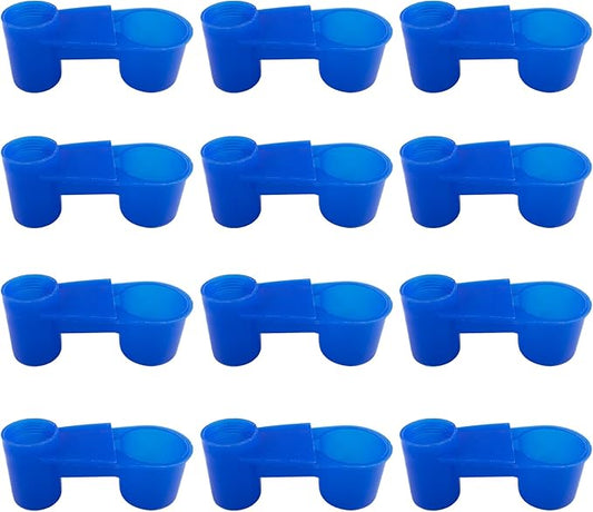 AUEAR, Set of 12 Bird Drinker Feeder Cup Soda Pop Water Bottle Plastic for Pigeons Parrot Chicken Supplies (Blue)