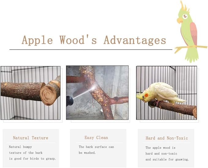 Pet Bird Swing, Parrot Cage Toys, Natural Wooden Swing Toys for Parakeet Cockatoo Cockatiel Conure Lovebirds Canaries Little Macaw African Parrot