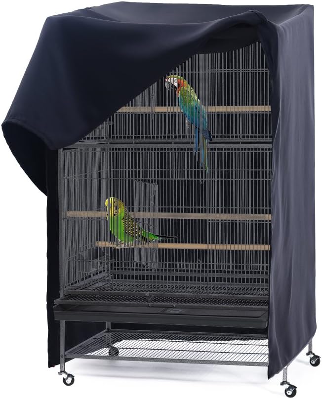 PONY DANCE Pets Product Universal Birdcage Cover Blackout & Breathable Birdcage Cover for Pets' Good Night, Large, Black, 31 L x 21 W x 41 in H