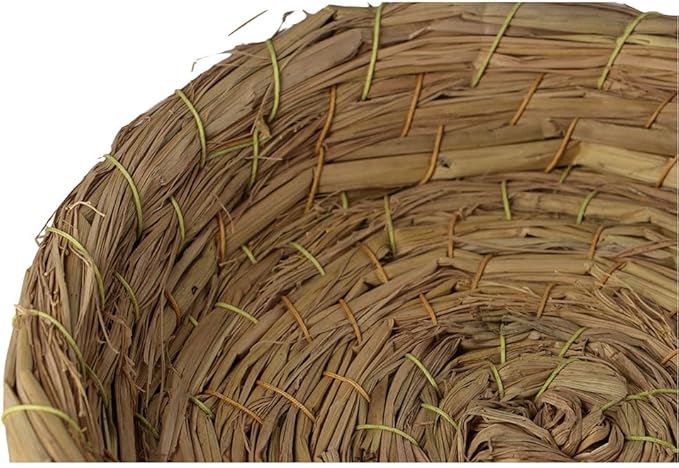Kopida 2PCS Handmade Woven Flat Base Straw Bird Nest Parrot Bed Breeding Nest Hatch House Cage for Dove, Pigeon, Parrot, Rabbits, Hamster