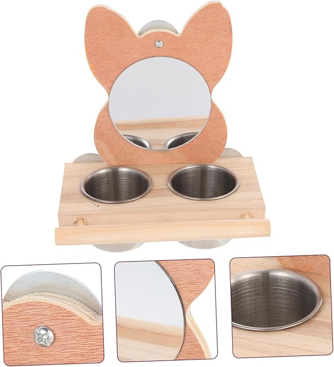 balacoo Parrot Supplies Bird Mirror Food Cup Set Multi-Functional Feeding Bowl and Plaything for Birds Easy to Fill Suitable for Home and Pet Stores Convenient Cleaning and Coordination