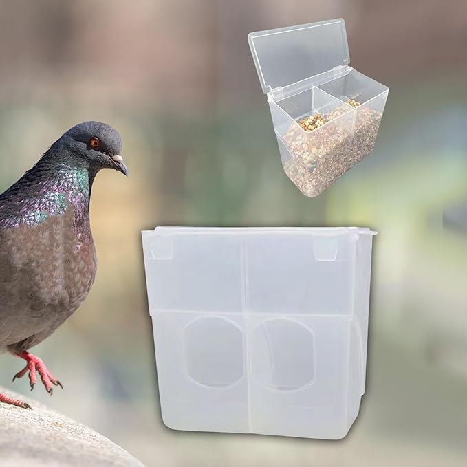 Automatic Pigeon Bird Feeder Hanging Parrot Feeder, Food Feeding Station Quail Feeder Cage Accessories for Finch Budgerigar, Double Hole
