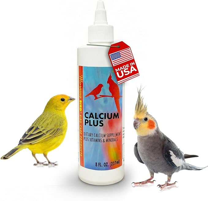 Morning Bird Calcium Plus Liquid for Birds – Calcium Supplement with Vitamins and Minerals for Strong Eggshells, Healthy Bones - Support Growth, Breeding, and Wellness for All Birds 8 Fl Oz