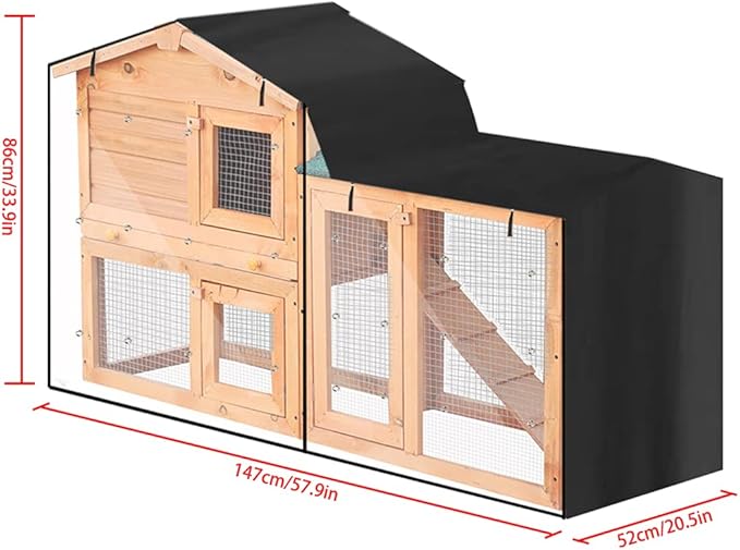 Rabbit Hutch Cover 210D Durable Thermal Covers Pet Crate Covering for Cage with Pointed Window Easy to Install Two Size Pet Crate Cover Large