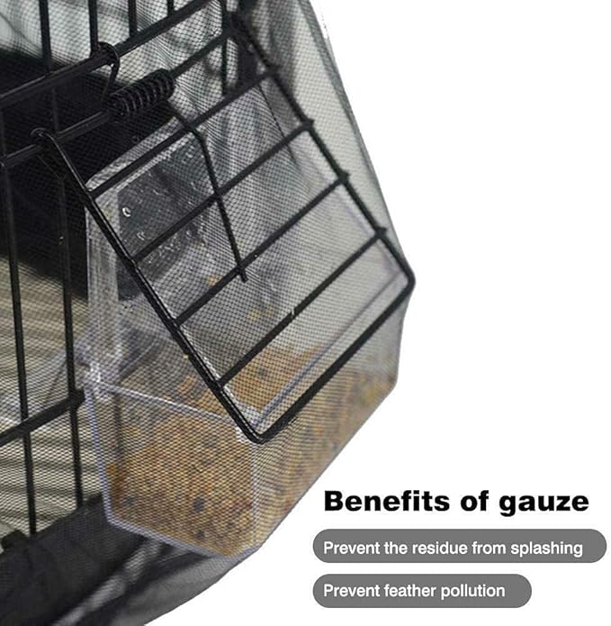 Universal Bird Cage Seed Catcher,Seed Catcher Guard Net Cover,Parrot Nylon Mesh Net Cover,Soft Airy Cage Net Stretchy Skirt for Round Square Cages