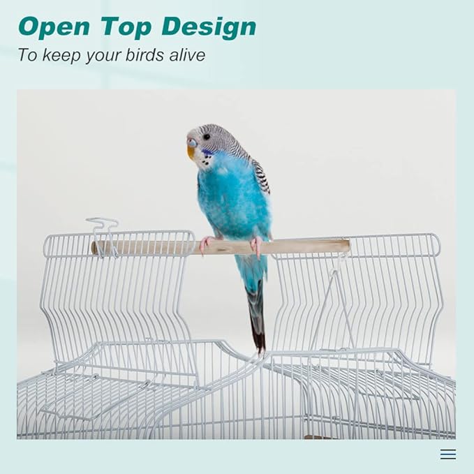 BestPet 64 inch Wrought Iron Bird Cage for Parakeets Medium Small Parrots Parakeet Cage with Detachable Rolling Stand & Play Open Top for Cockatiels Lovebird Finches Canaries,White