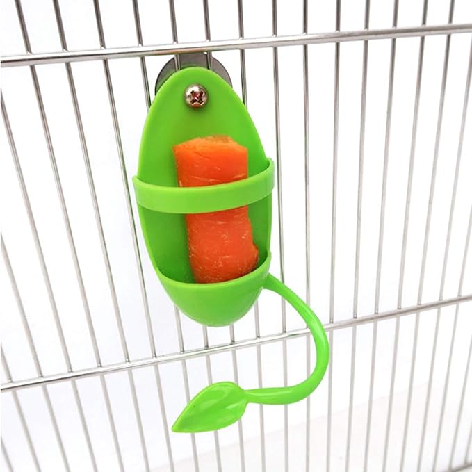 Finches Conure Cockatiel Pet with Standing Rack Plastic Fruit Vegetable Holder,Bird Supplies Food Container, Parrot Feeder