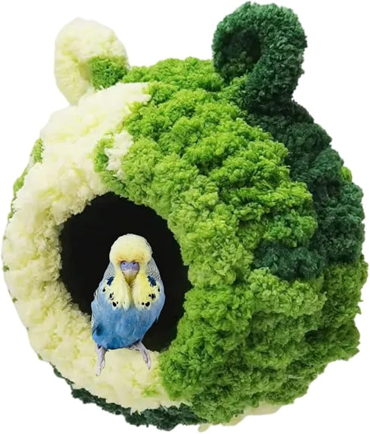 Winter Warm Bird Nest Bed Hanging Hammock Snuggle Hut Parrot House Tent Toy Bird Cage Perch for Bird Budgies Lovebird Finch Hamster Chinchilla Guinea Pig (Forest Green)