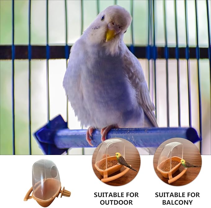 POPETPOP 2pcs Food Water Bird Cup Hooded Bird Cage Plastic Cup Food Bowl s Waterer Feeder Dispenser